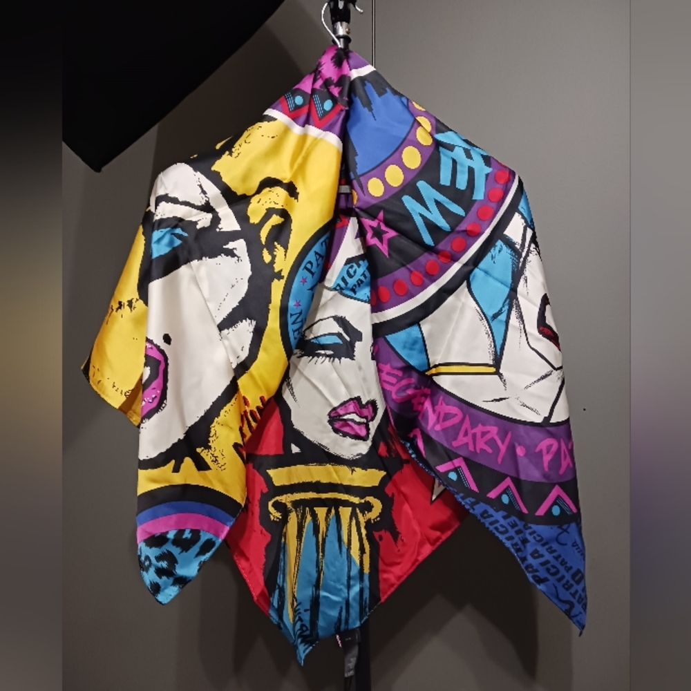 NWT Patricia Field Limited Edition Colorful Graphic Print Scarf 39" X 39"